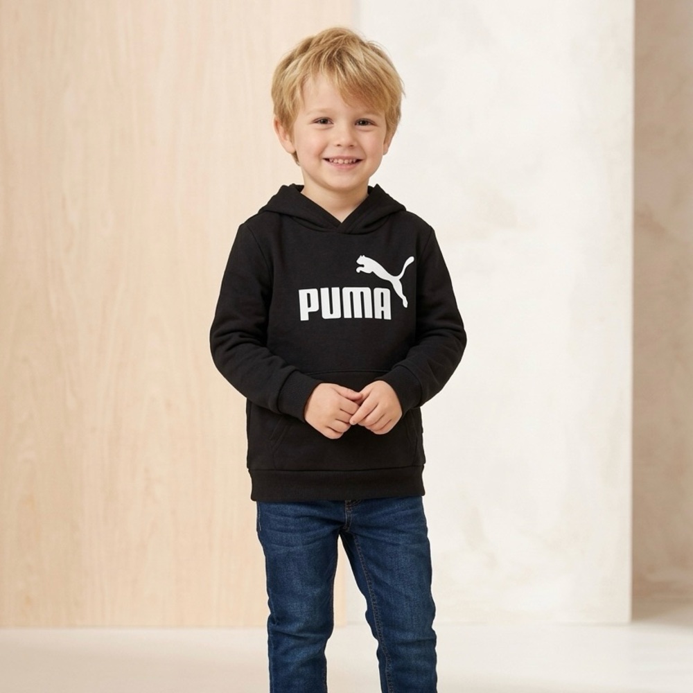 Puma Classic Logo Pullover Black Hoodie for Boys